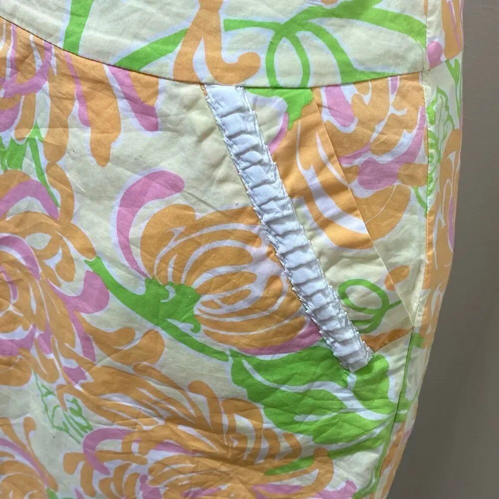 Lilly Pulitzer Women's Yellow Orange Pink Floral Lined Skirt Size 2